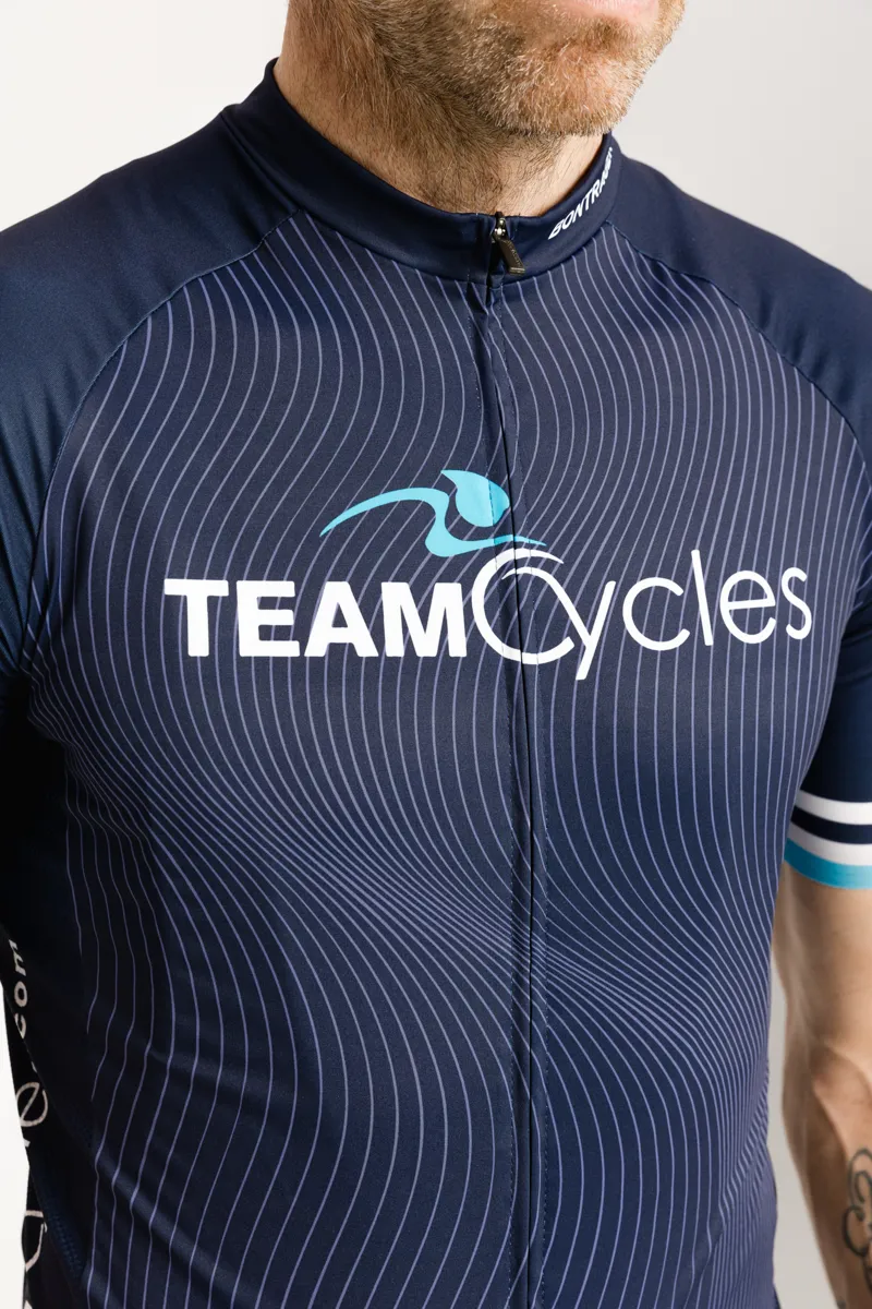 Team Cycles Pro-Fit Road Cycling Jersey in Navy Blue-2